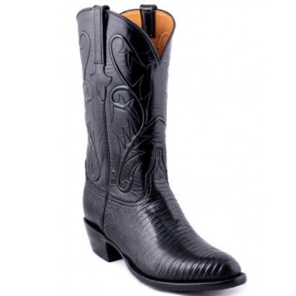Lucchese Boots Genuine 1 piece Lizard bottoms & Goat Top Leather Black 10.5 EE - Picture 10 of 16